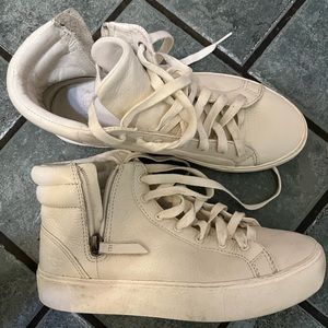 UGG white leather ankle top sneakers
